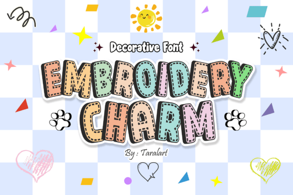 Embroiderycharm Regular: A Cozy Cartoon Font for Creative Designs
