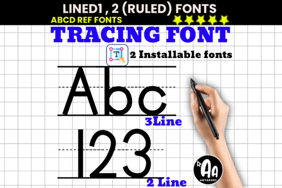 Lined Ruled Tracing Duo: Essential Font for Learning